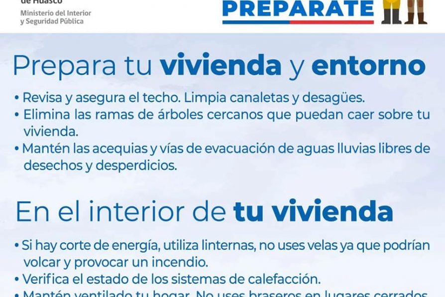 Frente de mal tiempo no dejó afectados en la Provincia de Huasco