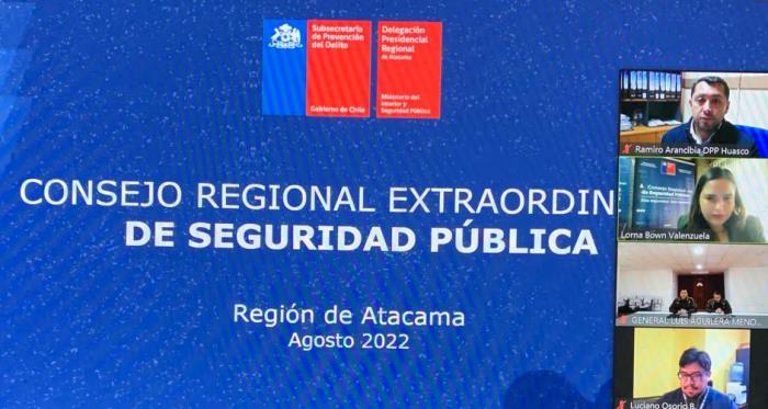 Consejo Regional de Seguridad Pública se reúne para revisar la contingencia en Atacama